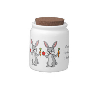 Cute bunny rabbit with vegetables cartoon candy jar