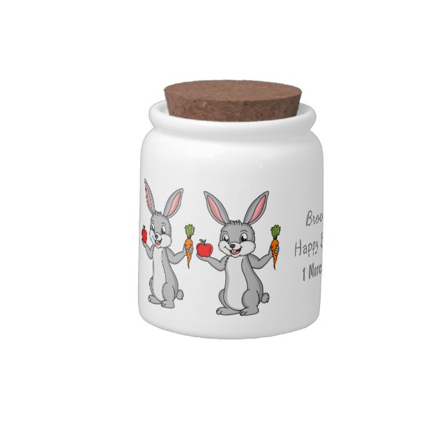 Cute bunny rabbit with vegetables cartoon candy jar (Left)
