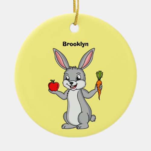 Cute bunny rabbit with vegetables cartoon ceramic ornament