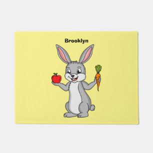 Cute bunny rabbit with vegetables cartoon doormat