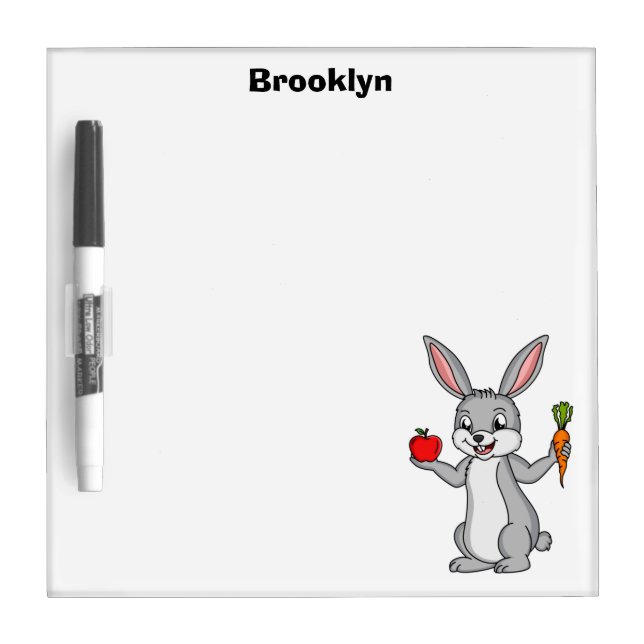 Cute bunny rabbit with vegetables cartoon dry erase board (Front)