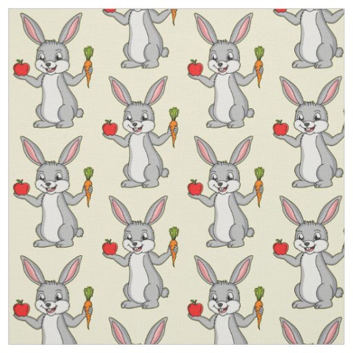 Cute bunny rabbit with vegetables cartoon fabric