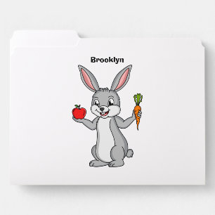 Cute bunny rabbit with vegetables cartoon file folder