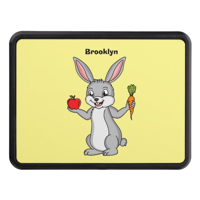 Cute bunny rabbit with vegetables cartoon  hitch cover (Front)