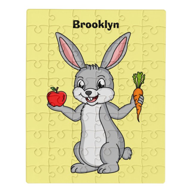 Cute bunny rabbit with vegetables cartoon jigsaw puzzle (Puzzle Vertical)