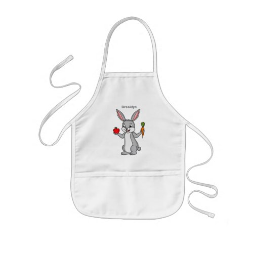 Cute bunny rabbit with vegetables cartoon kids apron