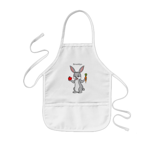 Cute bunny rabbit with vegetables cartoon kids' apron (Front)