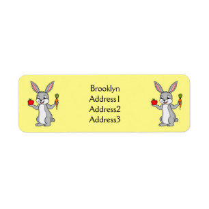 Cute bunny rabbit with vegetables cartoon label