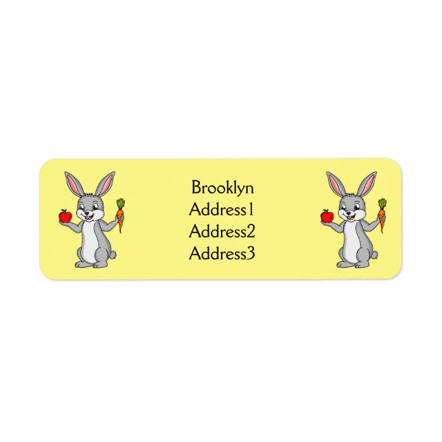 Cute bunny rabbit with vegetables cartoon label (Front)