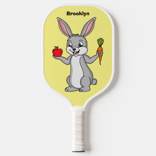 Cute bunny rabbit with vegetables cartoon  pickleball paddle
