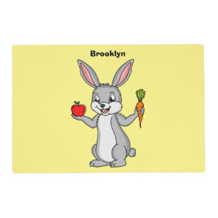 Cute bunny rabbit with vegetables cartoon  placemat