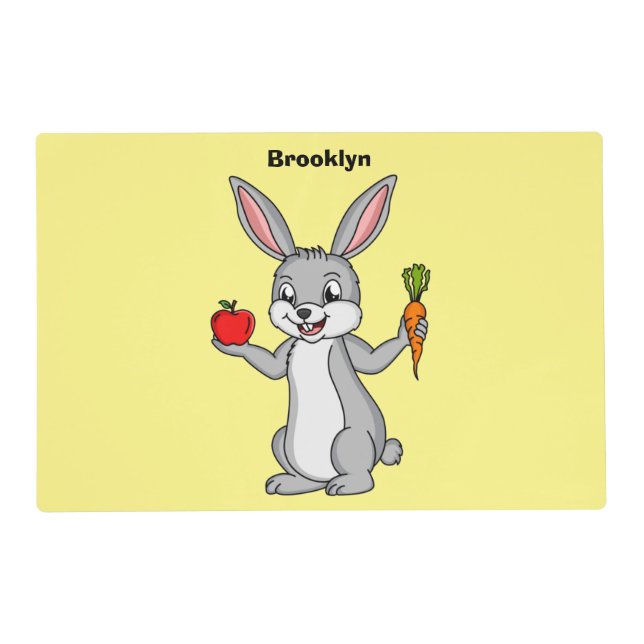 Cute bunny rabbit with vegetables cartoon  placemat (Front)