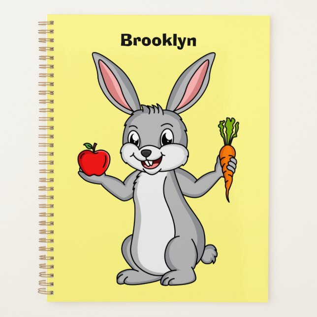 Cute bunny rabbit with vegetables cartoon planner (Front)