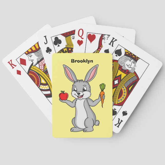 Cute bunny rabbit with vegetables cartoon  poker cards (Back)