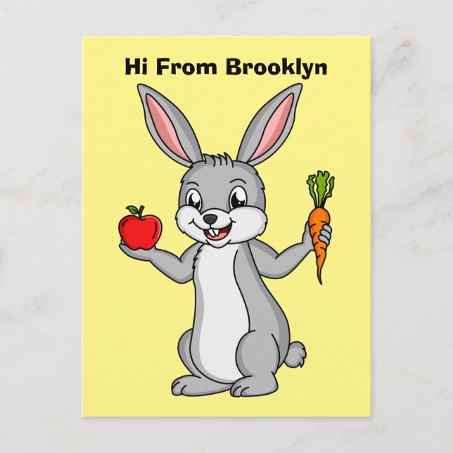 Cute bunny rabbit with vegetables cartoon postcard (Front)