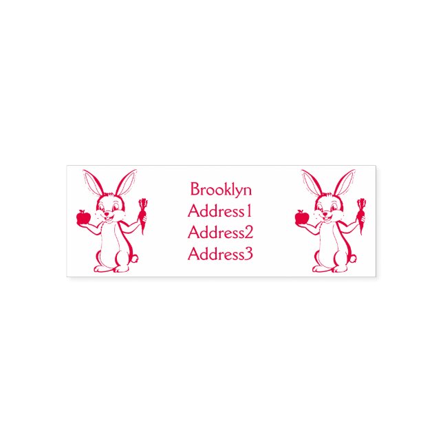 Cute bunny rabbit with vegetables cartoon self-inking stamp (Design)