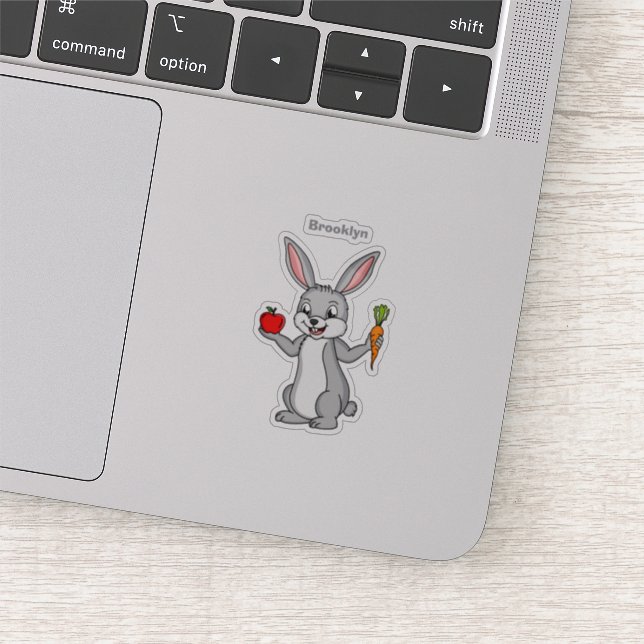 Cute bunny rabbit with vegetables cartoon sticker (Detail)