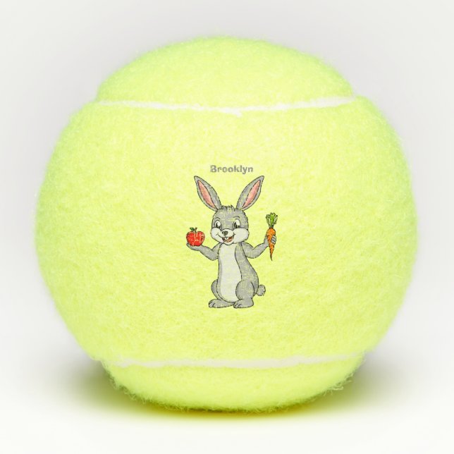Cute bunny rabbit with vegetables cartoon tennis balls (Front)