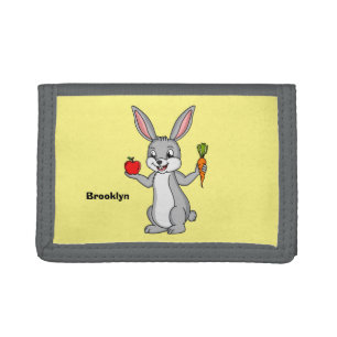Cute bunny rabbit with vegetables cartoon trifold wallet