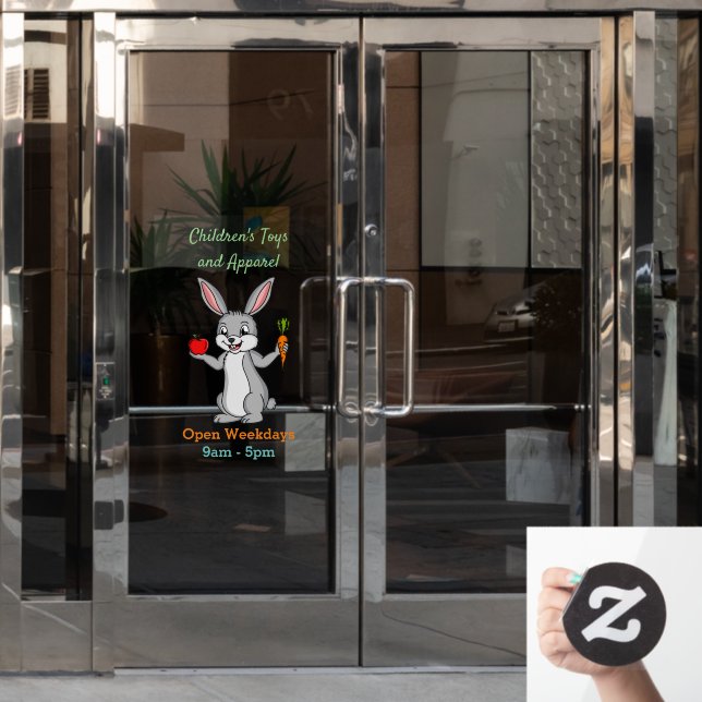 Cute bunny rabbit with vegetables cartoon window cling (Office Door)