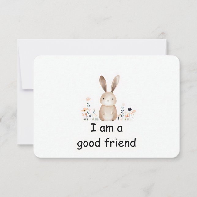 Cute Bunny Rabbit Woodland Animal Affirmation Card (Front)
