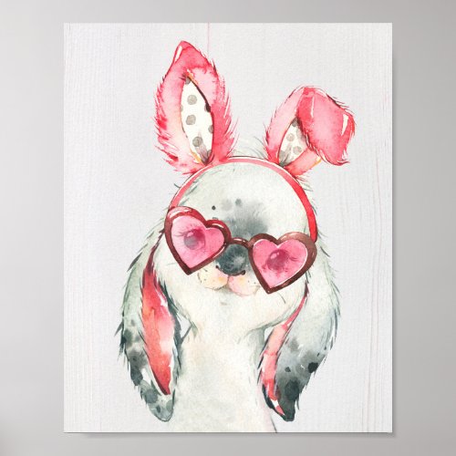 Cute Bunny Rabbit Woodland Nursery Art Print