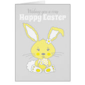 Cute bunny rabbit yellow and grey Easter card (Front)