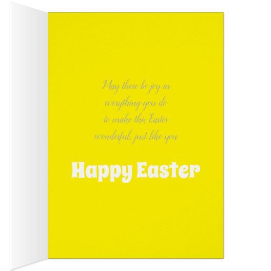 Cute bunny rabbit yellow and grey Easter card (Inside (Right))