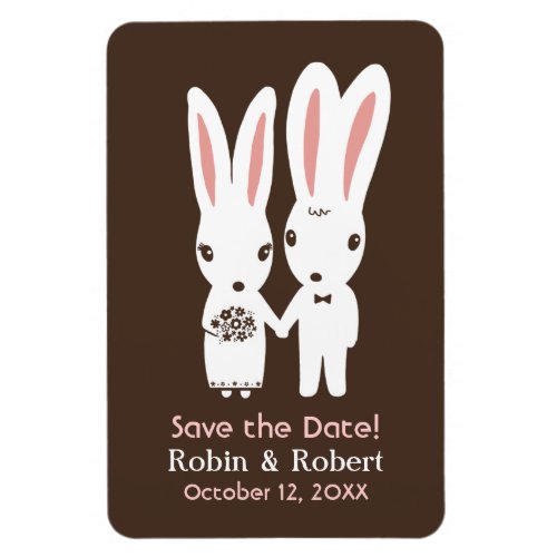 Cute Bunny Rabbits Couple Wedding Save the Date Magnet