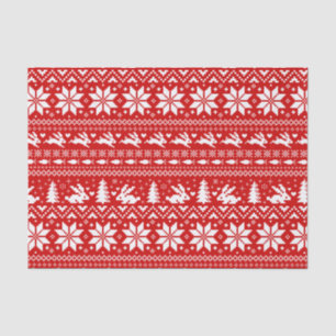 Cute Bunny Rabbits Red Holiday Pattern Christmas Tissue Paper