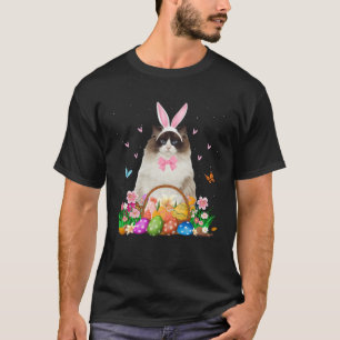 Cute Bunny Ragdoll Cat & Easter Egg Basket Easter  T-Shirt