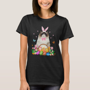 Cute Bunny Ragdoll Cat & Easter Egg Basket Easter  T-Shirt