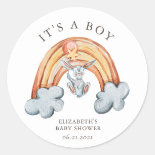 Cute Bunny Rainbow It's a Boy Sticker