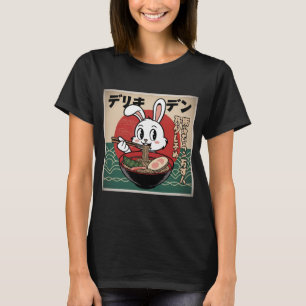 Cute Bunny Ramen Lover Japanese Noodles Manga Art T-Shirt