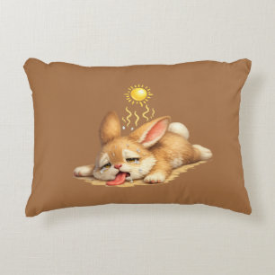 Cute Bunny Resting Under the Scorching Sun Illustr Accent Pillow