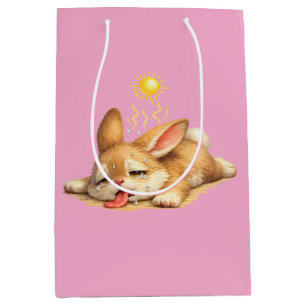 Cute Bunny Resting Under the Scorching Sun Illustr Medium Gift Bag
