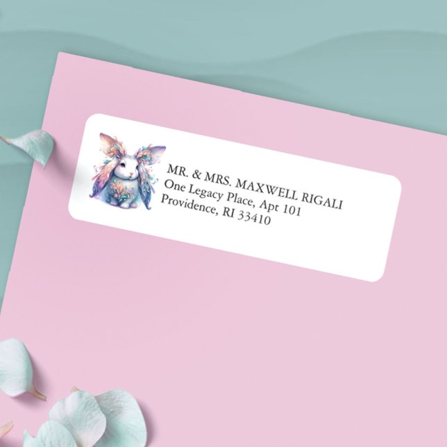 Cute Bunny Return Address Envelope Labels (Easter bunny return address label cute watercolor magical rabbit exclusive to Do Tell A Belle)