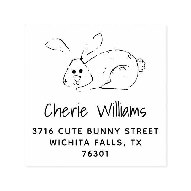 Cute Bunny Return Address Self Inking Rubber Stamp (Design)