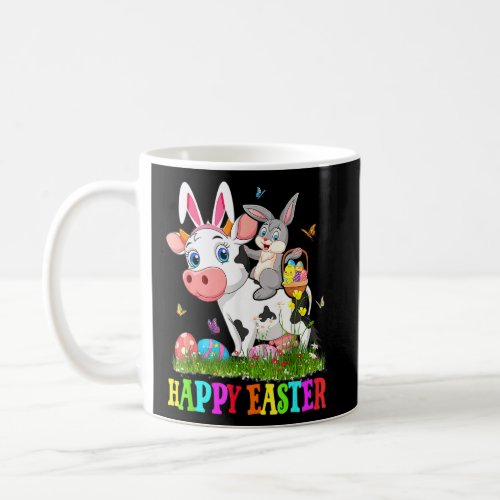 Cute Bunny Riding Cow Easter Egg Cute Rabbit Easte Coffee Mug