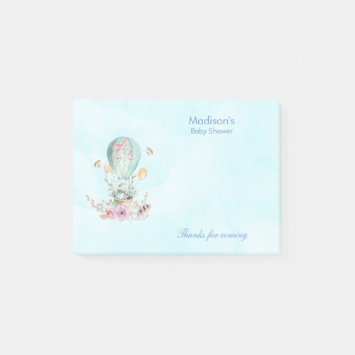 Cute Bunny Riding in a Hot Air Balloon Baby Shower Post_it Notes