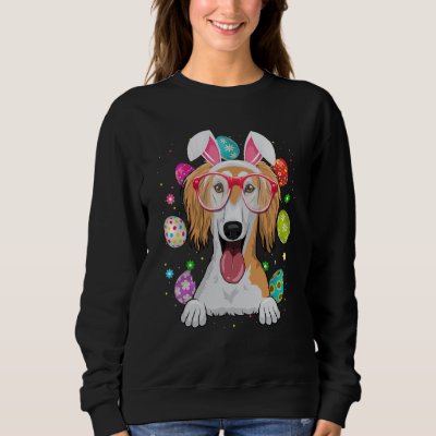Cute Bunny Saluki Dog Face Easter Eggs Easter Day Sweatshirt