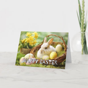 Cute Bunny Says Happy Easter Holiday Card