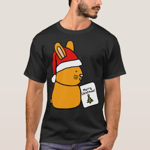 Cute Bunny Says Merry Christmas T_Shirt