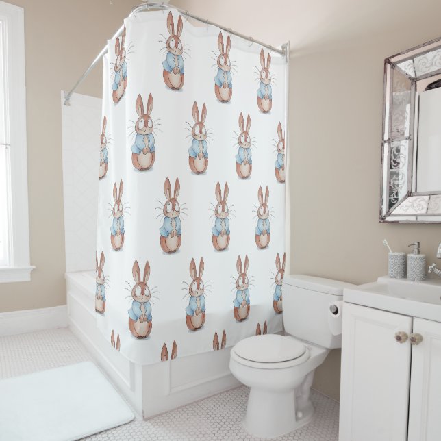 Cute Bunny Shower Curtain for Kids Bathroom – Baby (In Situ)