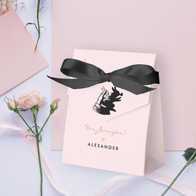 Cute Bunny Silhouette And Butterfly On Pink Party Favor Boxes (Creator Uploaded)