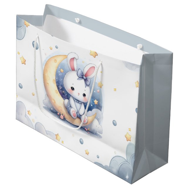 cute bunny sitting on the moon  large gift bag (Front Angled)