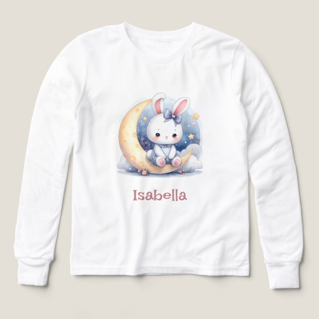 cute bunny sitting on the moon  Tri-Blend shirts (Design Front)