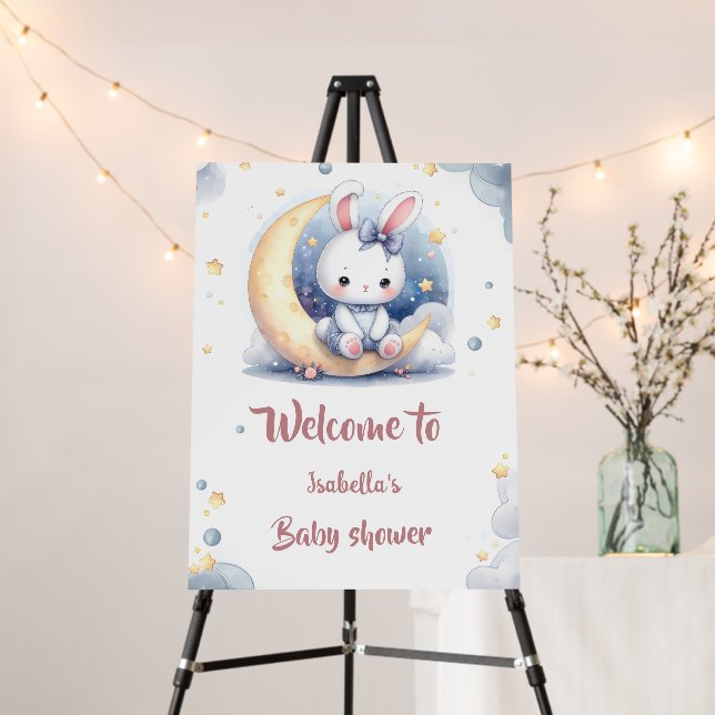 cute bunny sitting on the moon welcome sign (In Situ (Stand))