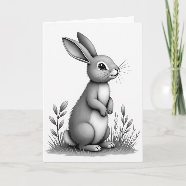Cute Bunny Sketch Art Card (Front)