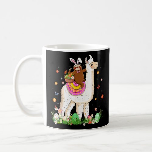 Cute Bunny Sloth Riding Llama Eggs Basket Happy Ea Coffee Mug